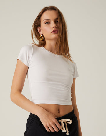 All the Way Basic Crop Tee Tops -2020AVE