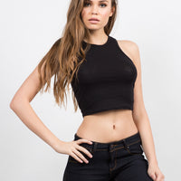 Everyday Basic Crop Tank Tops Black Small -2020AVE