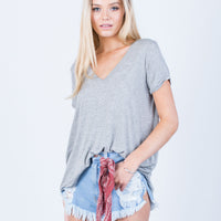 Front View of Flowy V-Neck Tee
