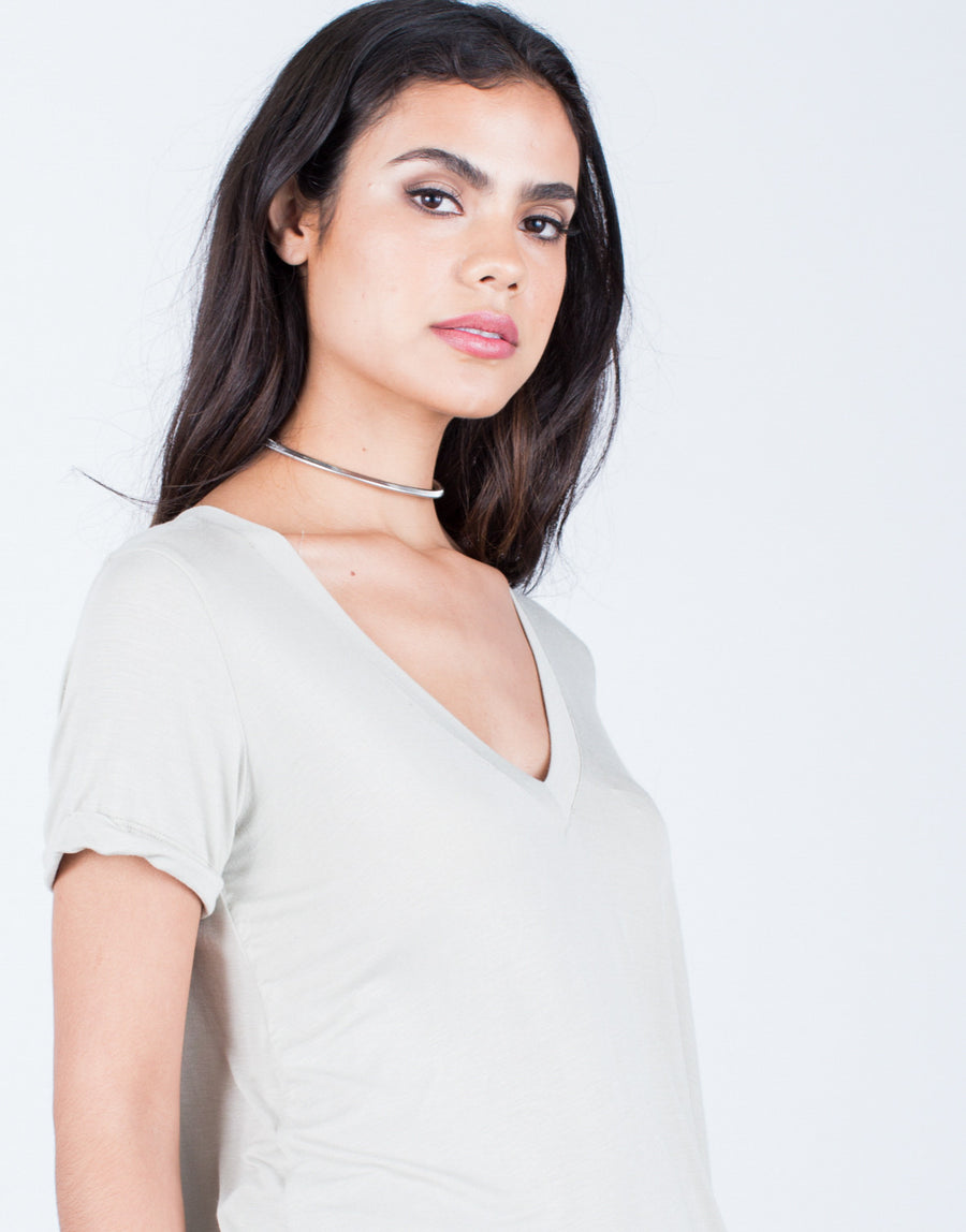 Detail of Flowy V-Neck Tee