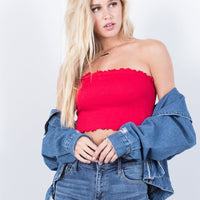 Fun Frills Tube Top Tops Red Small -2020AVE
