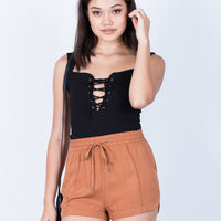 Front View of Lightweight Flowy Shorts
