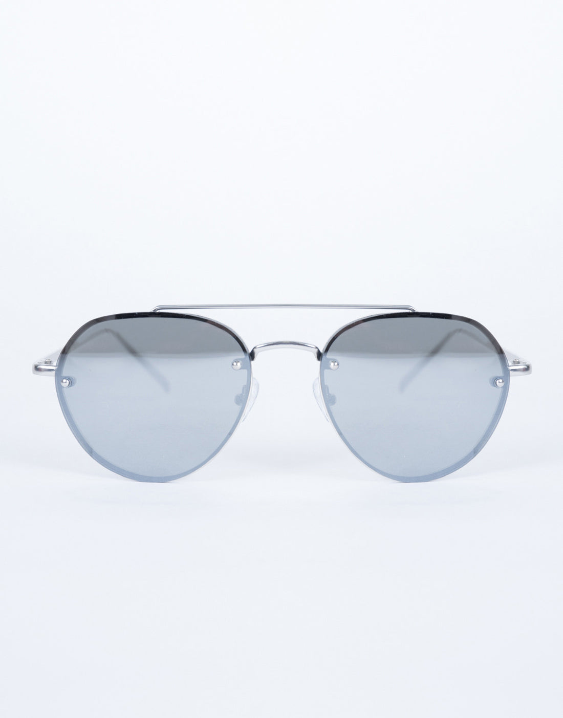 Silver Minimal Aviator Sunnies - Front View