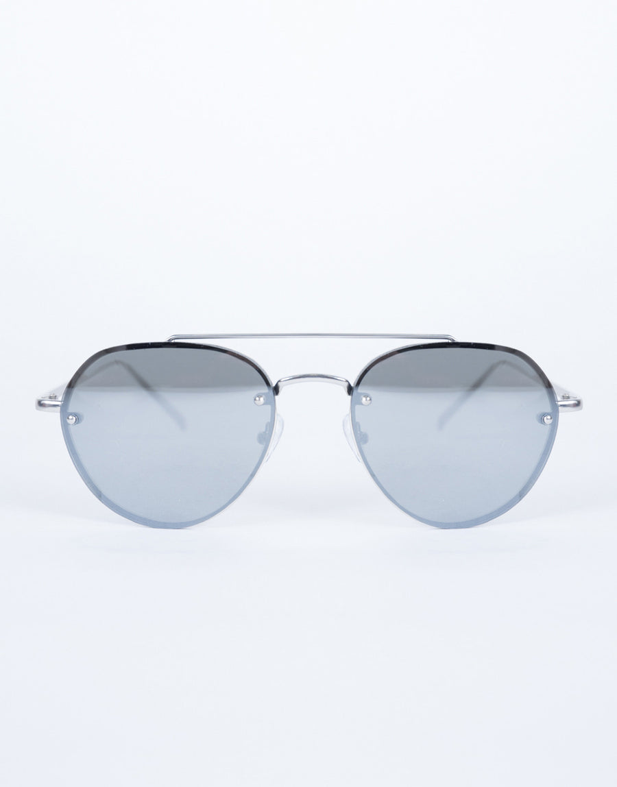 Silver Minimal Aviator Sunnies - Front View