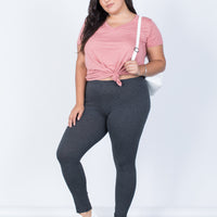 Charcoal Plus Size Active Days Leggings - Front View