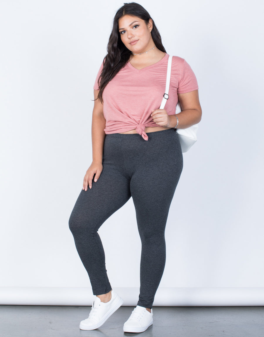 Charcoal Plus Size Active Days Leggings - Front View