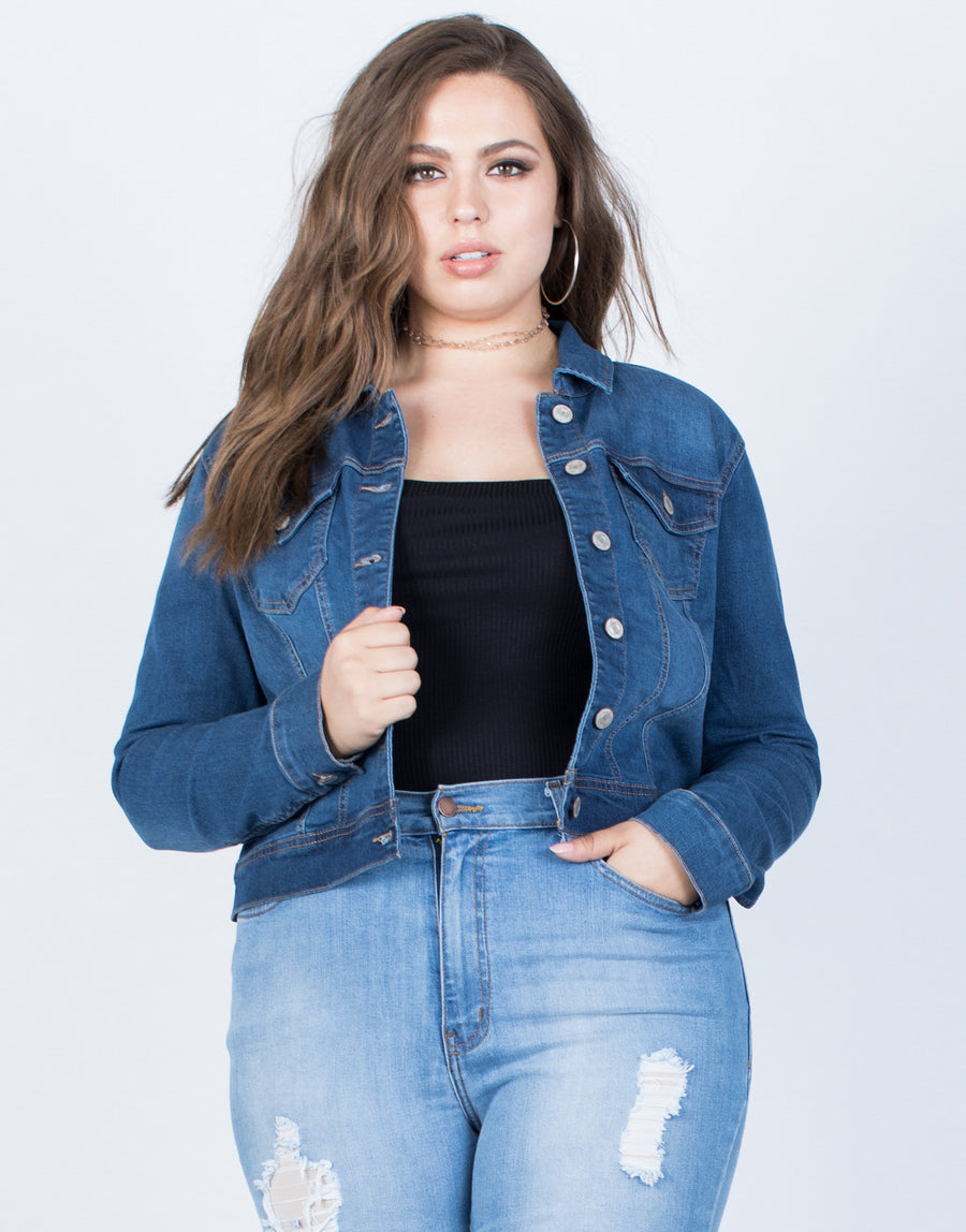 Curve All Year Round Jacket Plus Size Outerwear Blue Denim 1XL -2020AVE