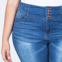 Detail of Plus Size Buttoned High Up Jeans