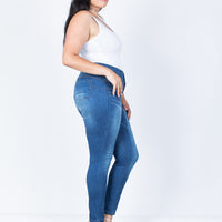 Side View of Plus Size Buttoned High Up Jeans