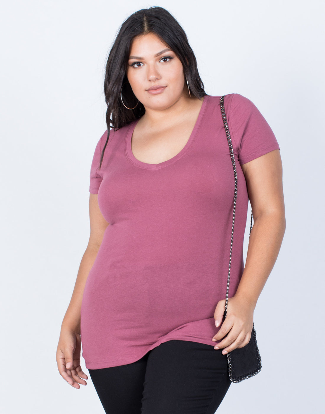 Curve Casual Day Tee Plus Size Tops Mauve 1XL -2020AVE