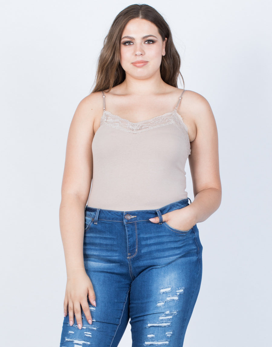 Curve Emma Cami Tank Plus Size Tops Taupe 1XL -2020AVE