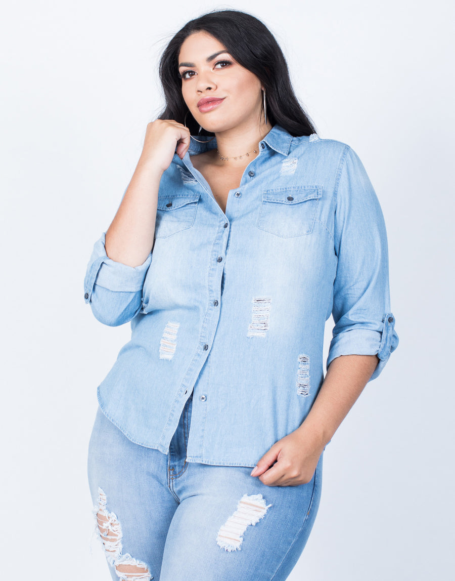 Plus Size Feelin' Torn Shirt - Main Image