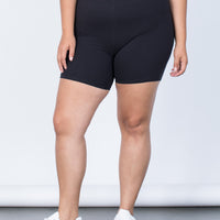 Black Plus Size Gym Time Shorts - Front Detail