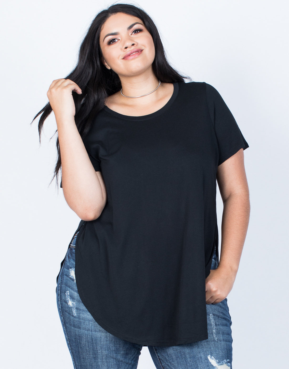 Front View of Plus Size Jamie Slit Tee