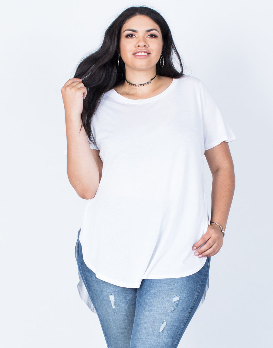 Front View of Plus Size Jamie Slit Tee