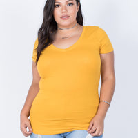 Curve Laidback Tee Plus Size Tops Mustard 1XL -2020AVE