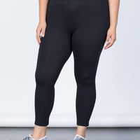 Black Plus Size On the Go Leggings - Front View