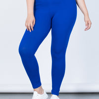 Royal Blue Plus Size On the Go Leggings - Front View