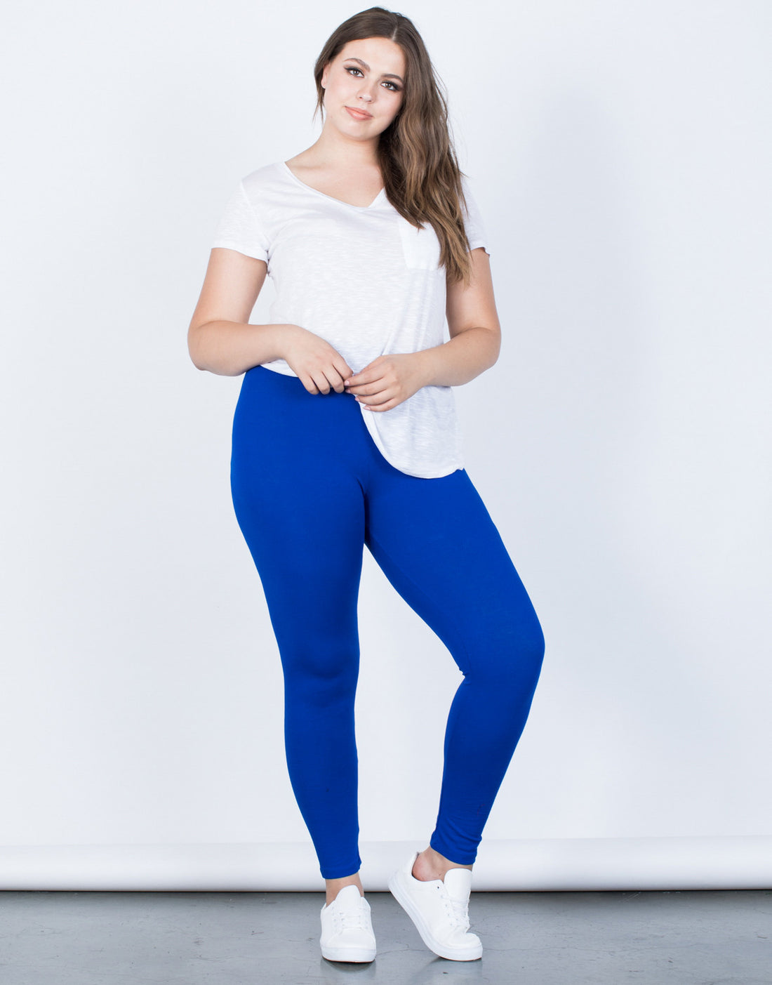 Royal Blue Plus Size On the Go Leggings - Front View