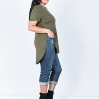 Side View of Plus Size Slit Apart Tee
