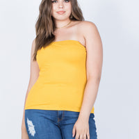 Curve Summer Tube Top Plus Size Tops Mustard 1XL -2020AVE