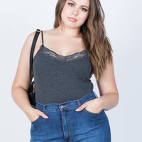 Curve The Lacey Cami Plus Size Tops Charcoal 1XL -2020AVE