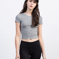 Ribbed Cropped Tee Tops Gray Small -2020AVE