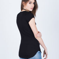 Back View of V-Neck Tunic Tee